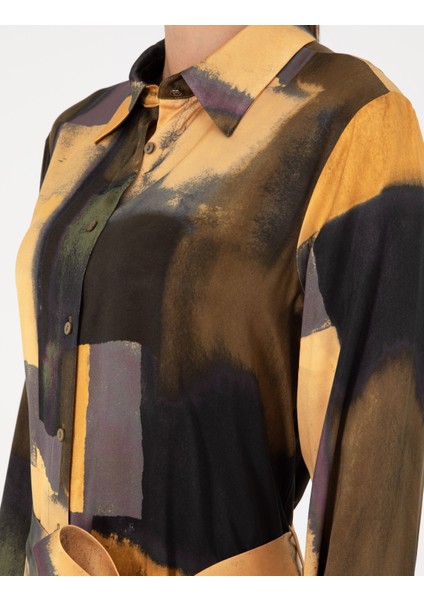 Kadın Safran Comfort Fit Dokuma Elbise 50293307-VR043