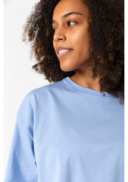 Meovv Meow Bebe Mavi Kadın Crop Tshirt fiyatları