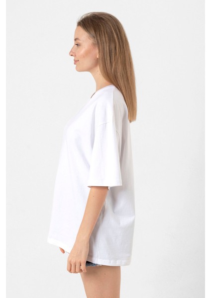 Clannad Anime Dango Daikazoku Beyaz Kadın Oversize Tshirt