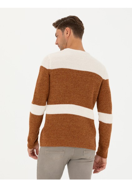 Erkek Bej Slim Fit Bisiklet Yaka Yün Karışımlı Triko Kazak 50278098-VR011