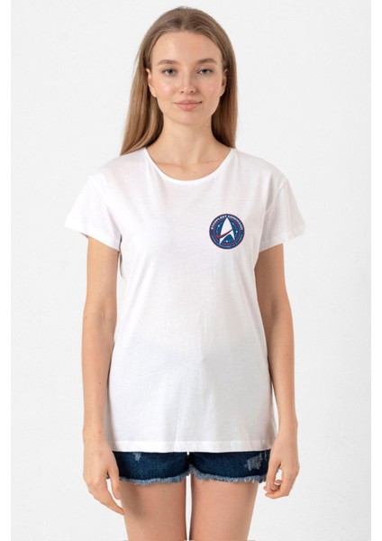 Star Trek Discovery Starfleet Command Beyaz Kadın Bisikletyaka Tshirt