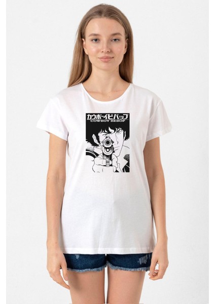 Cowboy Bebop Spike See You Space Cowboy Beyaz Kadın Bisikletyaka Tshirt