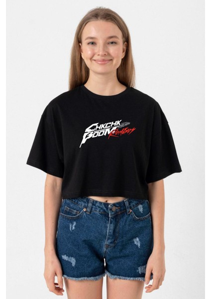 Stray Kids Chk Chk Boom Siyah Kadın Crop Tshirt