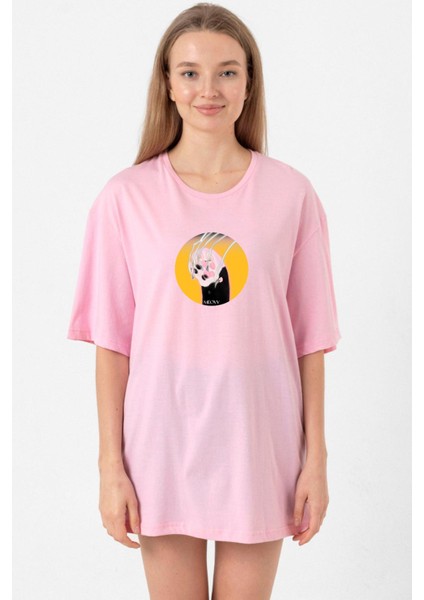 Meovv Meow Pembe Kadın Oversize Tshirt