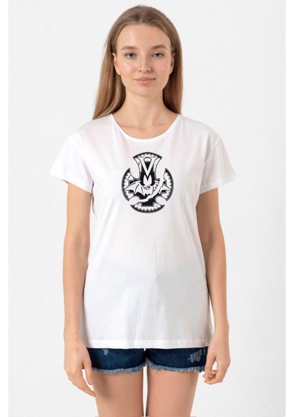 Monogatari Anime Koyomi Vampire Symbol Beyaz Kadın Bisikletyaka Tshirt