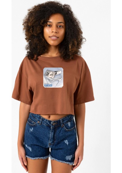 Babymonster Forever Kahverengi Kadın Crop Tshirt