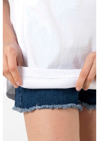 Türk Devletleri Teşkilat Beyaz Kadın Oversize Tshirt