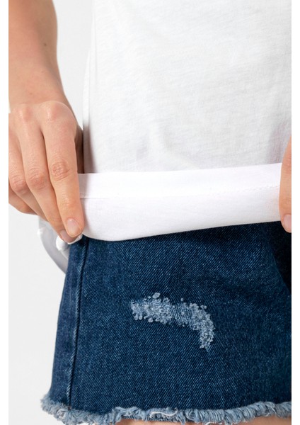 Sarı Kırmızı Parmak Izi Beyaz Kadın Bisikletyaka Tshirt fiyatları