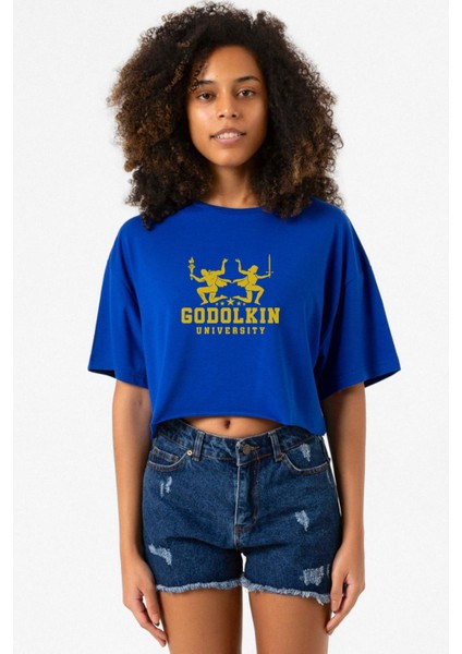 Gen V Godolkin University Logo Mavi Kadın Crop Tshirt