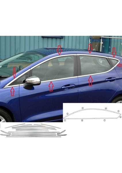 Ford Fiesta Uyumlu 2009 2017 Cam Çıtası Krom