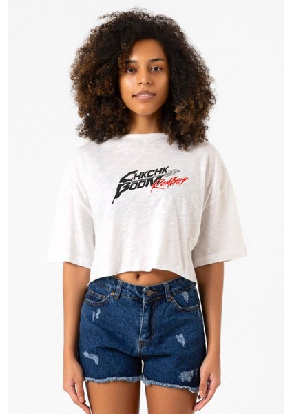 Stray Kids Chk Chk Boom Beyaz Kırçıllı Kadın Crop Tshirt
