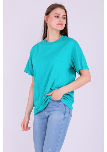 Yeşil Basic Oversize Kadın Tshirt fırsatları