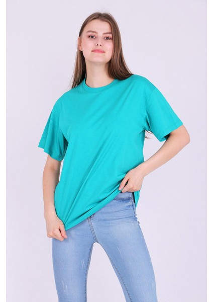 Yeşil Basic Oversize Kadın Tshirt indirimleri