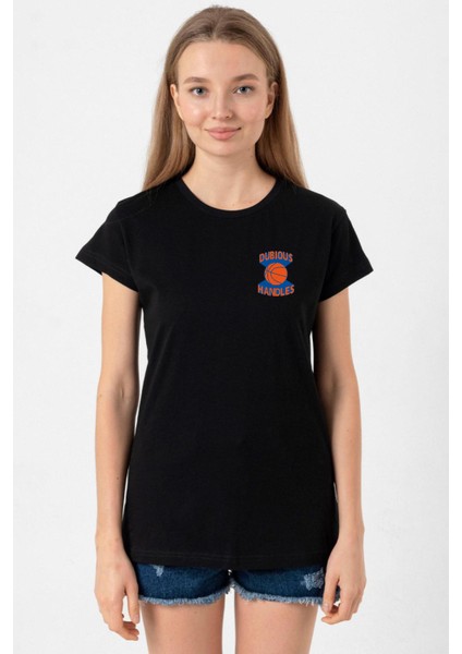 Dubious Handles Logo Siyah Kadın Tshirt