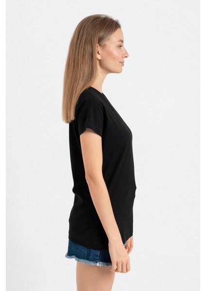 Dubious Handles Logo Siyah Kadın Tshirt fiyatları