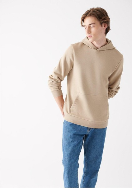 Serüven Erkek Bej Kapüşonlu Sweatshirt