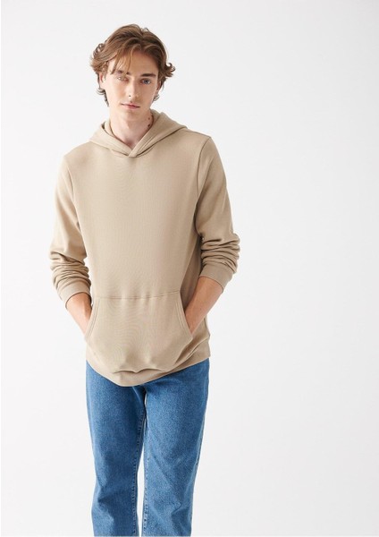 Serüven Erkek Bej Kapüşonlu Sweatshirt