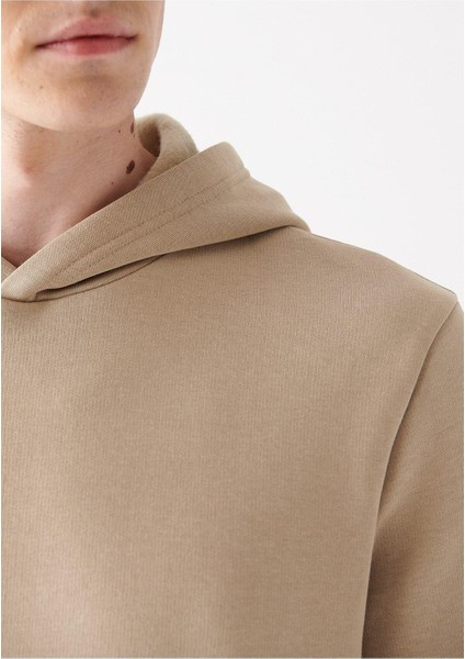 Serüven Erkek Bej Kapüşonlu Sweatshirt