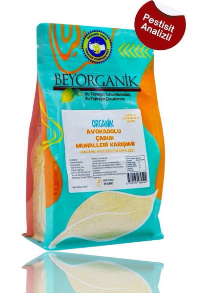 ORGANİK Avokadolu Çabuk Muhallebi Karışımı 200gr (Pestisit ve Aflatoksin Analizli)