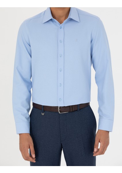 Erkek Koyu Mavi Slim Fit Uzun Kollu Gömlek 50277784-VR032