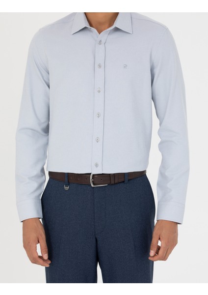 Erkek Gri Slim Fit Uzun Kollu Gömlek 50277784-VR024
