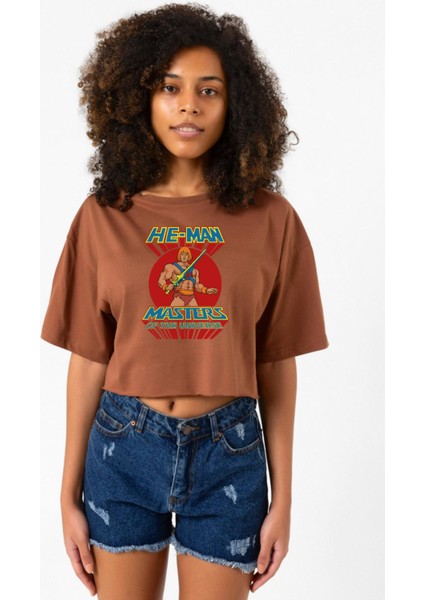 He Man Masters Of The Universe Kahverengi Kadın Crop Tshirt