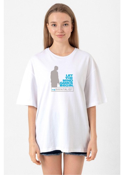 The Mentalist Let The Mind Beyaz Kadın Oversize Tshirt