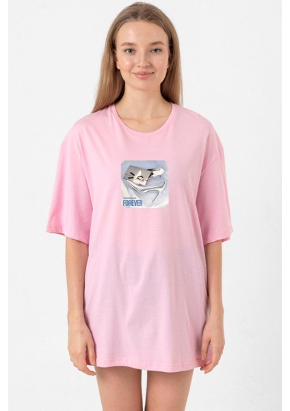 Babymonster Forever Pembe Kadın Oversize Tshirt