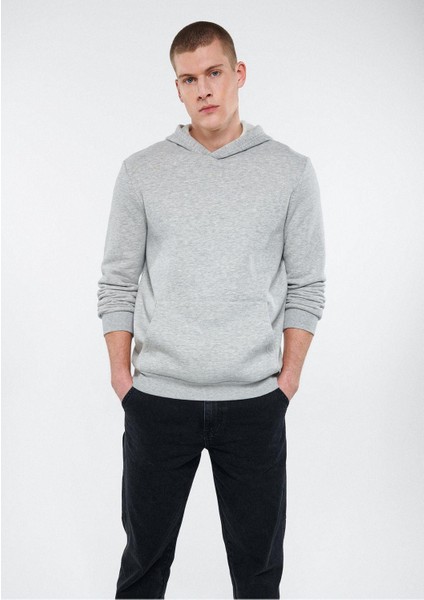 Serüven Erkek Kapüşonlu Gri Sweatshirt