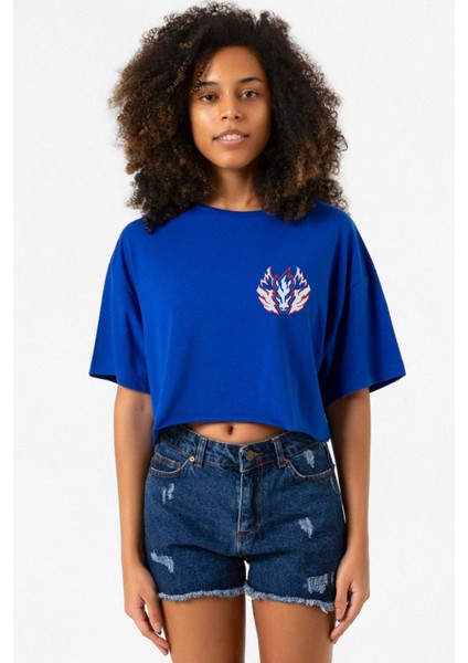 Beyblade Pegasus Minimalist Mavi Kadın Crop Tshirt