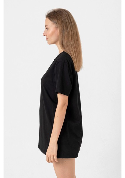 Rose Number One Girl Siyah Kadın Oversize Tshirt fırsatları