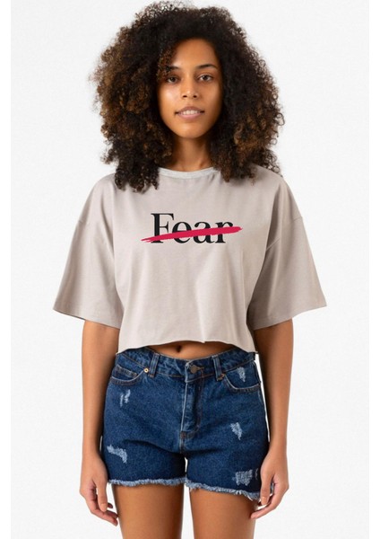 Rolling Quartz Fearless Taş Rengi Kadın Crop Kapşonlu