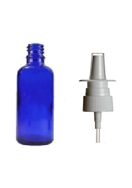 10 ml Mavi Cam Şişe, Burun Spreyi, 24 Adet Nazal Spreyli, Ecza Şişesi, Ilaç Şişesi