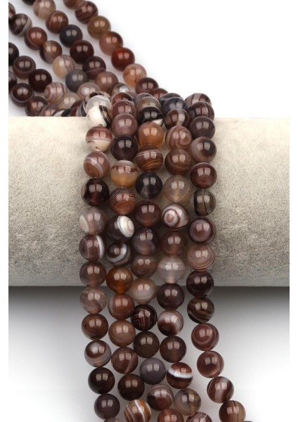 Botswana Akik Doğal Taş Dizi 8 mm Küre Kesim