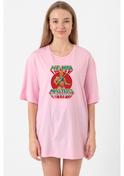 He Man Masters Of The Universe Pembe Kadın Oversize Tshirt