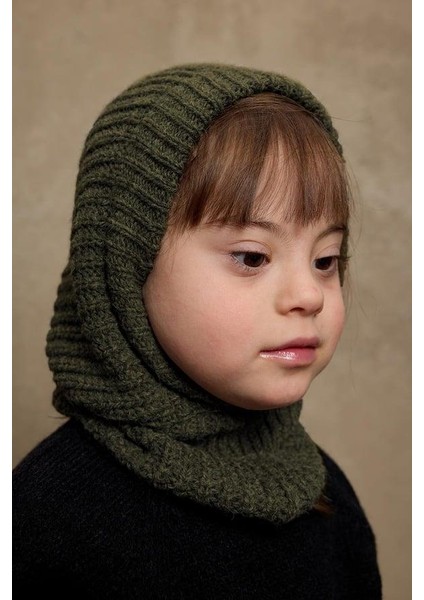 Örme Çocuk Balaclava Bere Haki