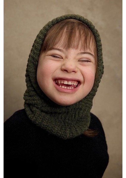 Örme Çocuk Balaclava Bere Haki