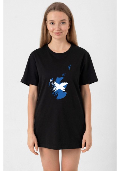 Euro 24 Scotland Siyah Kadın Oversize Tshirt