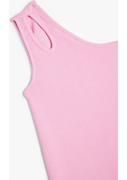 Pencere Detaylı Tek Omuzlu Pamuklu Mini Elbise modelleri