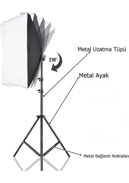 Ürün Reklam Moda Stüdyo Youtube Vlog Tiktok Canlı Yayın Için 50X70CM Softbox 3 Lü Sürekli Işık Seti