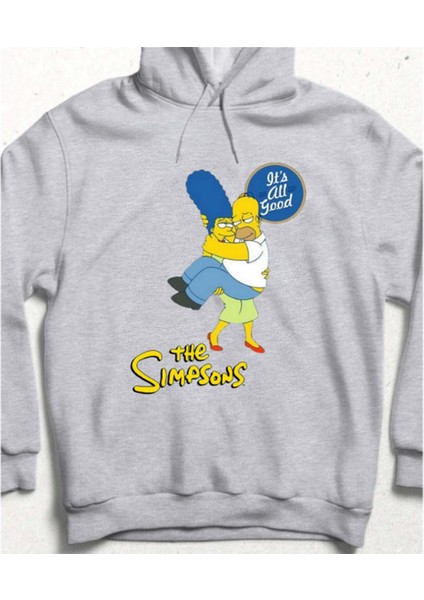 Simpsons Aşkı Hoodie Sweatshirt Gri