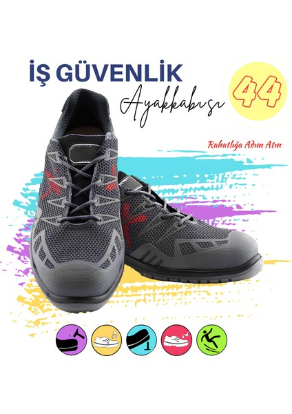 Iş Ayakkabısı Güvenlik 44 Numara Çelik Demir Burunlu Bağcıklı Inşaatçı Tekstil Üretim Ayakkabı
