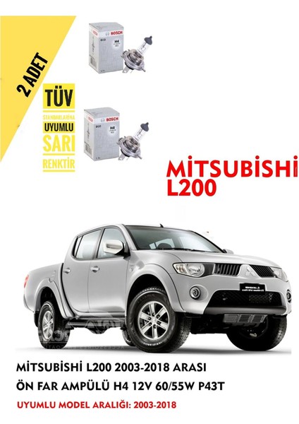 Mitsubishi L200 2003-2018 Arası Ön Far Ampül Takımı 2 Adet