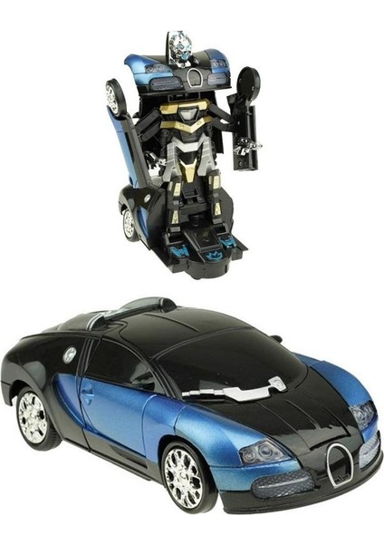 Robota Dönüşebilen Bugatti Araba Işıklı Sesli Müzikli Kendi Kendine Gezen Pilli Oyuncak 20 Cm.