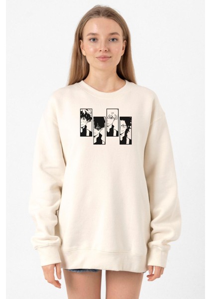 My Hero Academi Anime Class 1A Boys Ekru Kadın 2ip Sweatshirt