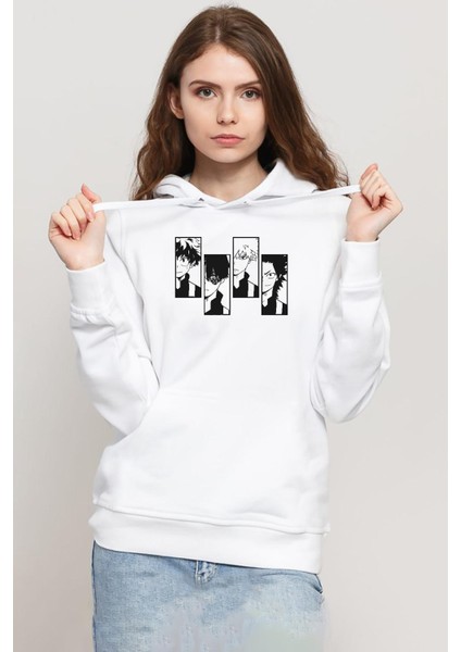 My Hero Academi Anime Class 1A Boys Beyaz Kadın 3ip Kapşonlu Sweatshirt