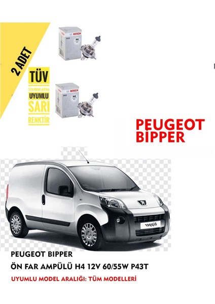Peugeot Bipper Ön Far Ampül Takımı 2 Adet