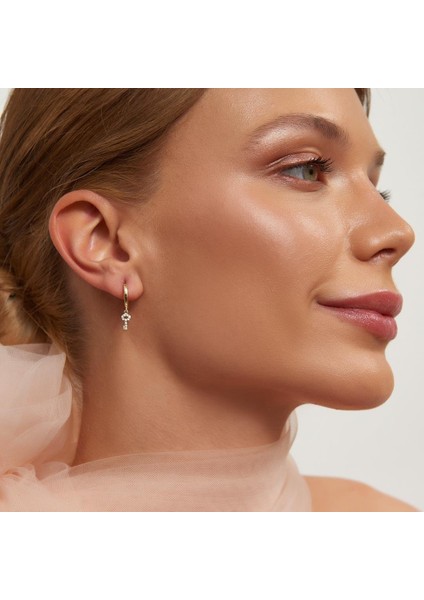 Anahtar Kilit Altın Halka Küpe modelleri