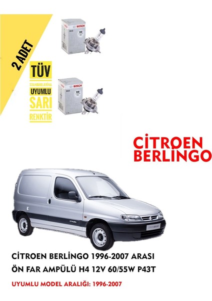 Citroen Berlingo 1996-2007 Arası Ön Far Ampül Takımı 2 Adet