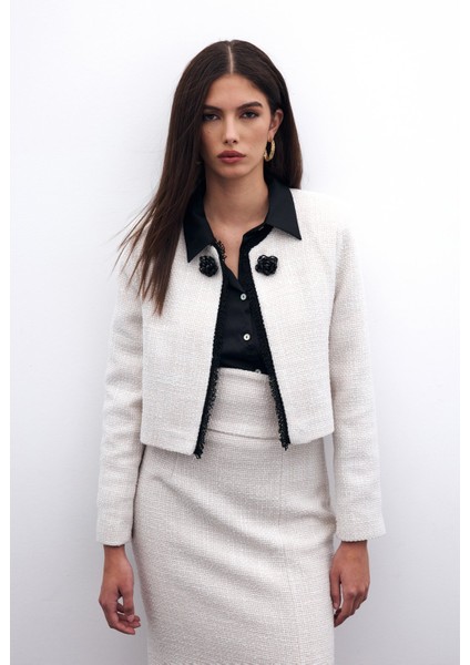 Boncuk Aksesuarlı Kısa Ceket - Taş fırsatları